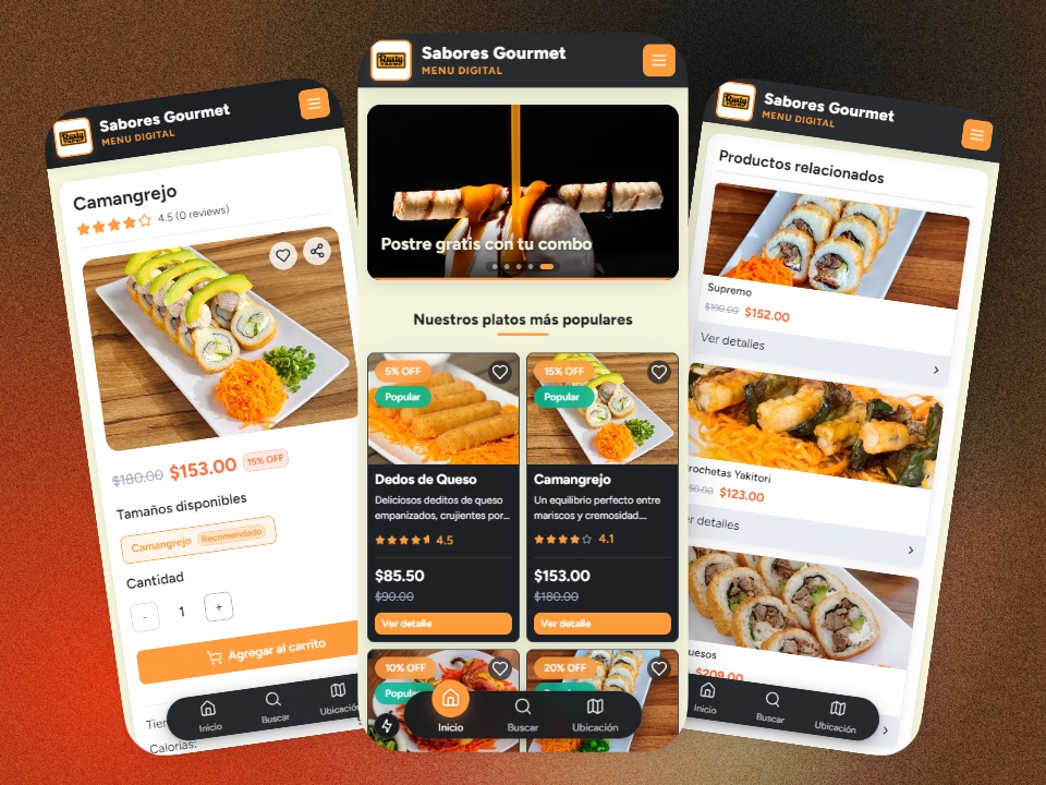 Interfaz de la plataforma de menús digitales MenuDigital